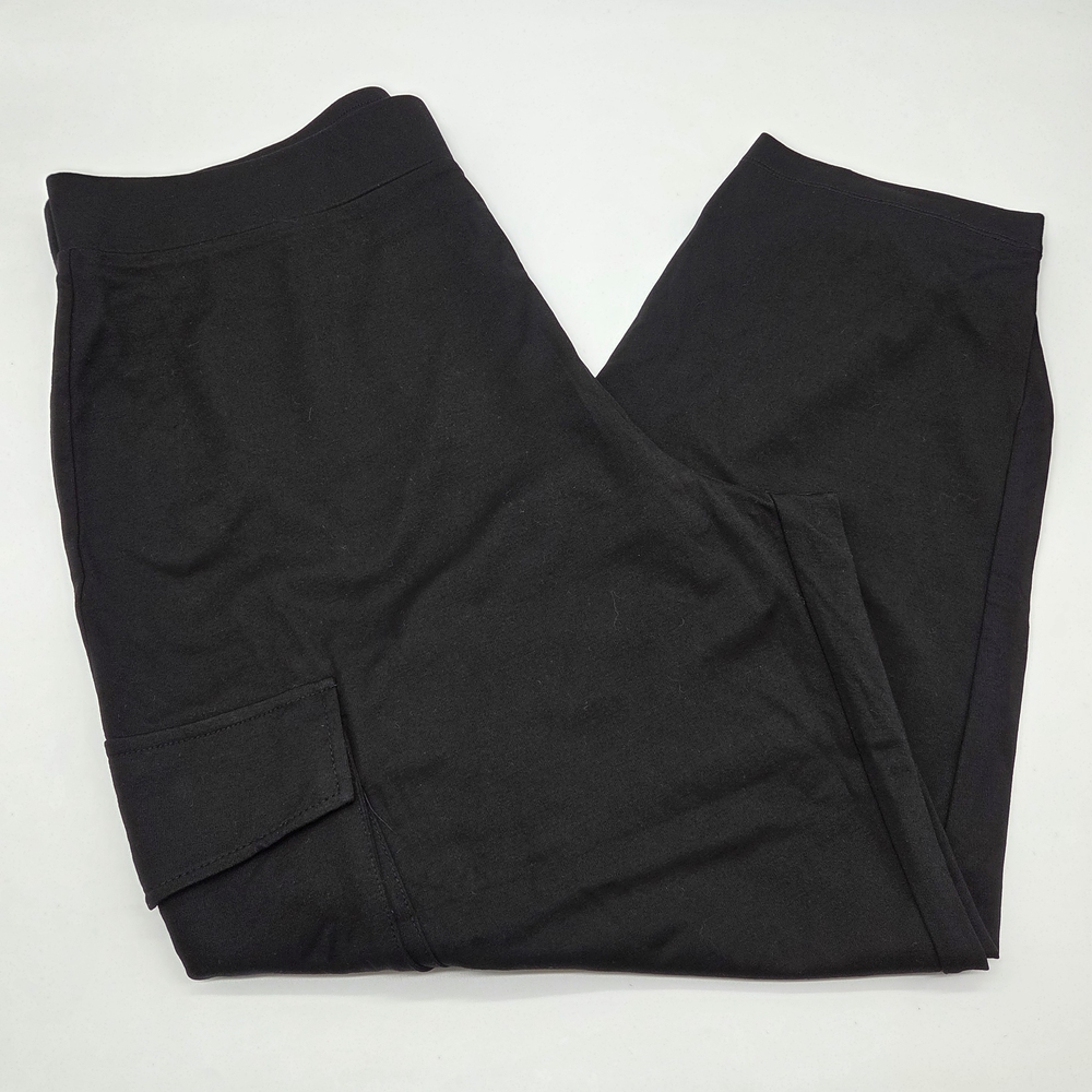 NWOT Wynne Layers By Marla Wynne Polished Knit Black Cargo Joggers